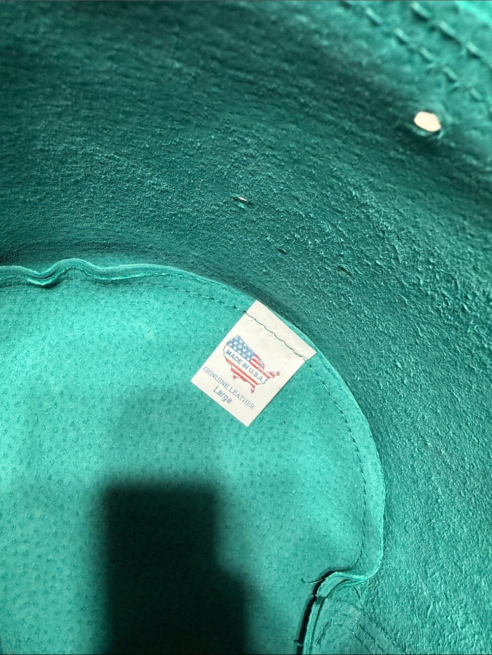 Vintage Made in USA Leather Teal Hat Size Large - Picture 7 of 8
